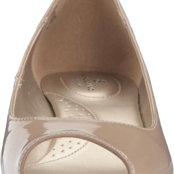 Women's Patent Leather Pump 10 Slip-On Peep-Toe Wedge Heel Comfortable - Picture 2 of 8